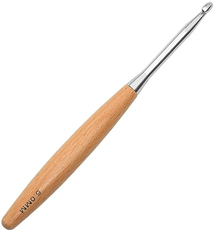Coopay Häkelnadel 6,0 mm Mit Buchenholzgriff und Glattem Hakenkopf - Ergonomisch, Leicht für Arthritische Hände, Handwarm Lang 6mm