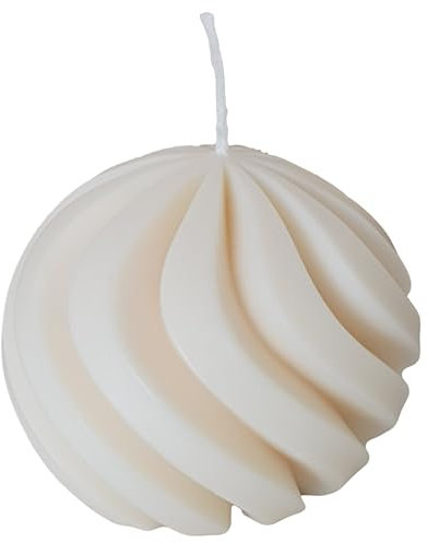kerzenschule - Handgemachte Spiralkugel Kerze aus Rapswachs (Naturwachs) „Groß“ (7x8,5cm) Deko Kerzen Kugelform in Weiß - Kugelkerzen handgefertigt mit Baumwolldocht - Kerzen Kugel Kugelförmig (215g)