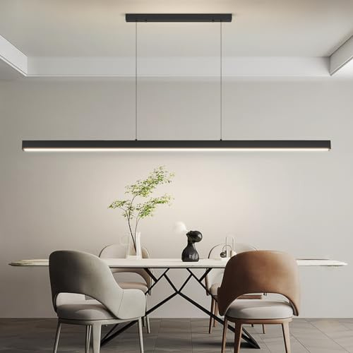 Mikeru 180cm Dimmbare Moderne LED Pendelleuchten, Kücheninsel Leuchten mit 3000K/4500K/6000K 3 Farben Lichter 10% -100% Helligkeit Einstellbar mit Fernbedienung für Esszimmer, Büro