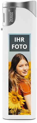PrintPlanet® - Personalisiertes Feuerzeug mit Foto - Feuerzeug mit eigenem Foto Bedrucken - Gasfeuerzeug Set als Fotogeschenk gestalten - Weiß - 5er Set