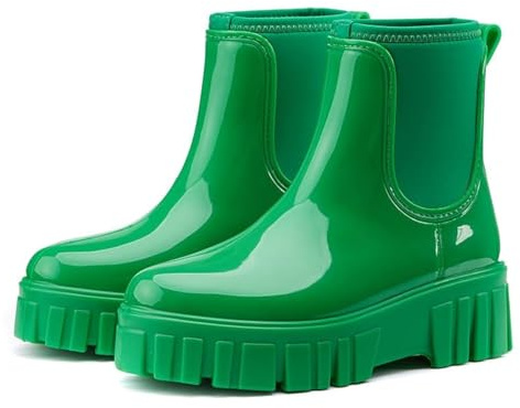 Gets Womens Rain Boots, Waterproof Platform Rubber Chelsea Rainboots, Comfortable Short Shoes Ankle Garden Boots for Outdoor Work