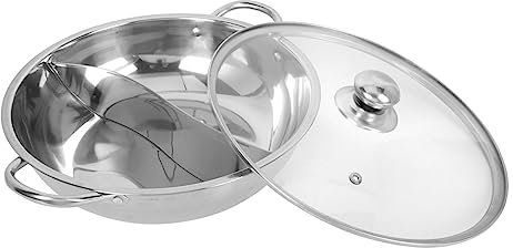 MAGICLULU Double Flavor Hot Pot Kitchenware for Winter Hot Pot Includes and is Made of Stainless Steel for Family Gatherings Random Style