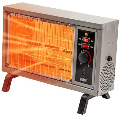 EZ-HEAT Portable Electric Indoor Radiant Wire Element Space Heater with Adjustable Temperature for the Home, Garage, or Workshop, QGW15-550A