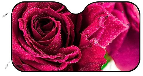 Couverture Pare-Brise Voiture Rose Gouttes De Rosée Couverture Pare-Brise Avant Voiture Parfaite Protecteur De Pare-Brise Pliable Pare Soleil Pare Brise pour Voitures Camion S