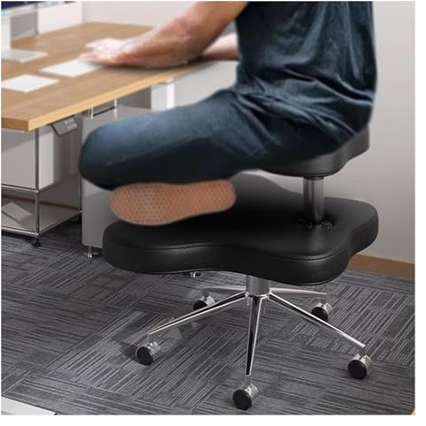 HDYZJQ kniestuhl ergonomisch Bürostuhl mit gekreuzten Beinen und Rollen aus schwarzem Kunstleder, höhenverstellbarer gekreuzter Stuhl für Jugendliche und Erwachsene, ergonomischer Bürostuhl