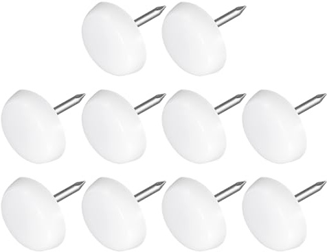 METALLIXITY 10pz Piedini per Mobili con Chiodo 16mm/0,63 Tappi Bianco | Scorrevoli Rotondi in Plastica, per Sedie Divani Cursori per Mobili Cuscinetti Protettivi, per Sedie Mobili