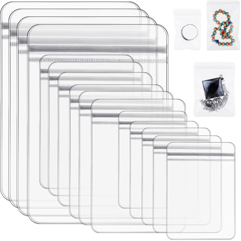 COMNICO 60PCS Jewelry Bags Clear Plastic Reclosable Thick Bags Necklace Ring Anti-Oxidation Storage Pouch for Photo Bakery Treats Travel Storage Packaging Shipping Transparent Organizer