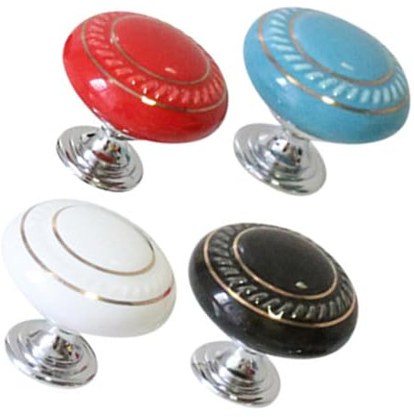 jojofuny Manicure Toilet Flush Button Handles Set Round Toilet Tank Button Knobs for Bathroom in Red Blue Black White 4 Pieces