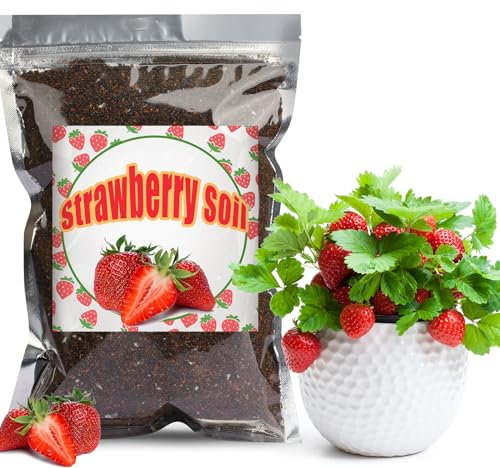 GOTVUGE Organic Strawberry Soil Mix 1L, Indoor Plants Potting Mix for All Potted Strawberry, Grow Healthy houseplants Indoors