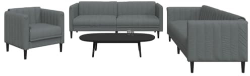Homgoday 3-TLG. Sofagarnitur Loungesofa Wohnzimmersofa Sofa Couch Couchgarnitur Doppelsofa Gästesofa Moderner Sitzmöbel für Wohnzimmer Büro Dunkelgrau Stoff