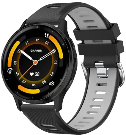 AK für Forerunner 255/Forerunner 265/Venu 2/Venu 3 Armband Herren Damen, 22mm Quick Release Silikon Sport Armband für Forerunner 255 Music/Forerunner 265 Music