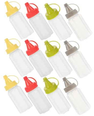 SOLUSTRE 16stücke Mini-quetschflaschen Für Gewürze Und Saucen Transparente Kunststoffflaschen Mit Sicheren Deckeln Kompakt Und Tragbar Für Unterwegs Und Kleine Küchen