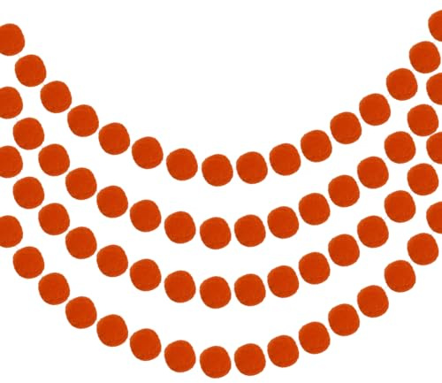 PATIKIL 4 STK. Pom Pom Girlande, 8,2 Fuß Dekorative Hängende Girlande Ball Banner mit 30 STK. Filzkugeln für Halloween Thanksgiving Weihnachten Hochzeit, Orange