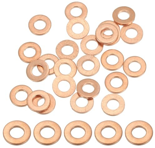 PATIKIL 25pcs Arandela de Cobre M4, Anillo de Sellado, 8x4x1mm(OD*ID*Grosor) Junta Plana Métrica Crush Accesorios Hidráulicos para Tornillos Perno Tapones de Cárter Drenaje de Aceite