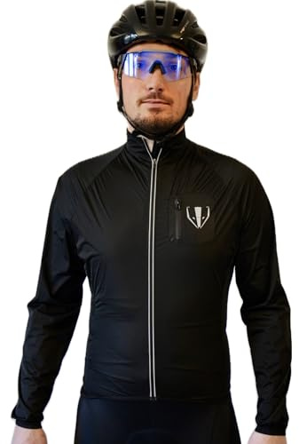 DACHS Herren Rennrad-Regenjacke – Wasserdicht & Winddicht – Ultraleicht, Packbar, Aero Fit, Reflektierende Details – Perfekt für Radsport (DE/NL/SE/PL, Alphanumerisch, S, Regular, Regular, Schwarz)