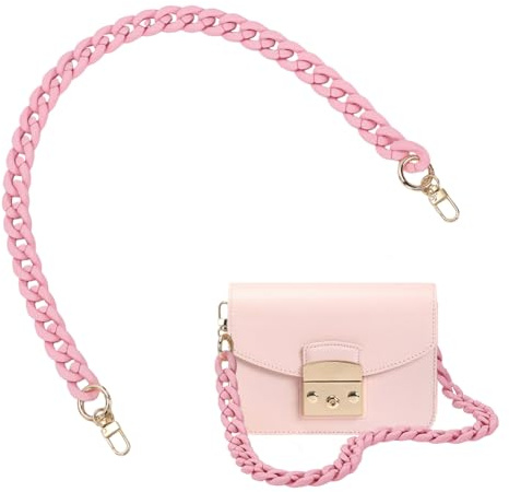 arricraft Taschengurte Aus Rosa Acryl 25.6 Zoll/66cm Matte Taschenkette Gummierte Kubanische Gliederkette Aus Acryl Taschenketten Mit Goldfarbenen Drehverschlüssen als Ersatzzubehör