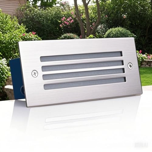 QICBYING 220V Luz LED Subterránea Rectangular para Jardín - Foco LED Empotrable para Exterior, Luces De Esquina para Escaleras Exteriores Impermeables IP65, Focos Empotrables De Suelo(Red,3W)
