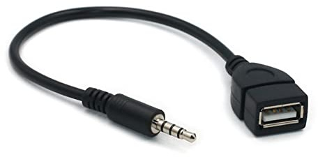 Hattba Adaptateur audio usb stéréo de voiture prises mâles jack vers USB femelle cordon convertisseur