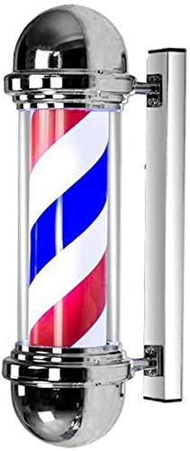 Poste de barbería con luz LED, 50 cm, rojo y azul, luz de pared giratoria, logotipo de peluquería, letrero de tienda, luz de pared impermeable para exteriores, lámpara de pared decorativa de 50 cm.