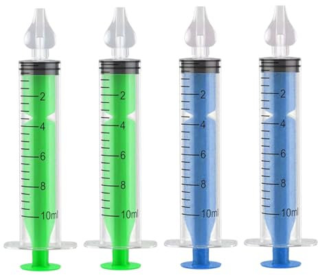 GNHG Siringa per Lavaggi Nasali Bambini 10 ml,4 Pezzi Irrigazione Nasale Riutilizzabile Portatile Aspiratore Nasale con Punta in Silicone Morbido,Sicuro e Confortevole(blu e verde)