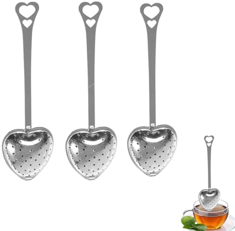 OUDQFCJ 3 Pcs Infuseur à Thé en Acier Inoxydable Cuillère à Thé en Forme de Cœur pour Thé en Vrac