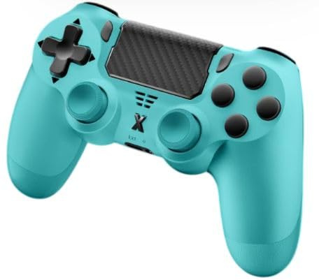 Glitfix Wireless Controller für PS-4, Game Controller kompatibel mit PS-4/Pro/Slim/PC Gamepad mit Turbo/Zurück Taste/Dual Vibration/6-Achsen Gyro Sensor/Touchpanel(Blau-grün)