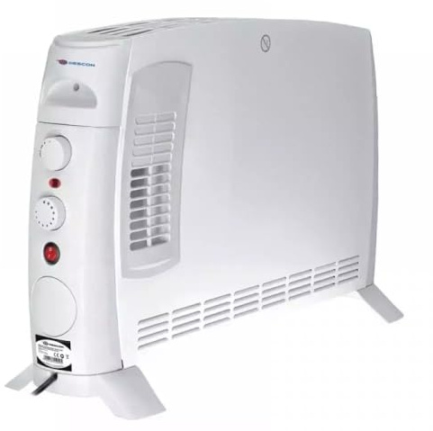 Konvektor-Heizgerät mit Super-Turbo-Belüftung DESCON, 2000W – 3x schnellere Aufheizung, eingebauter Ventilator, Thermostat, Luftstromfunktion, Kipp- und Überhitzungsschutz