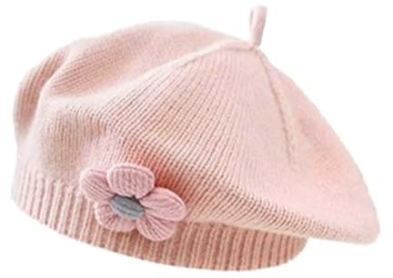 NLAND Chapeau de Béret Français pour Enfant Béret d'artiste Français pour Petites Filles Automne et Hiver Bonnet Chaud pour Bébé,Rose