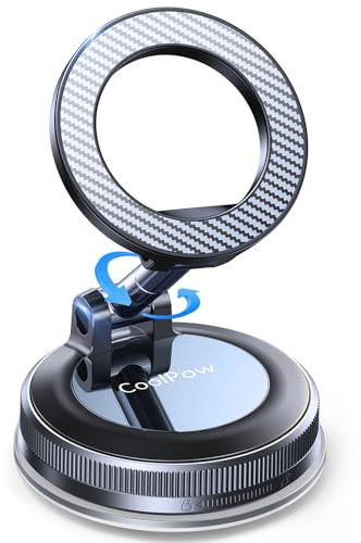 Coolpow【Newest Vacuum Magnetic Phone Holder for Car Phone Holder Mount【Movable Vacuum Suction】 Magsafe Car Mount Cell Phone Holders for Your Car Accessories for Women Men for iPhone 17 16 15 14 Kits