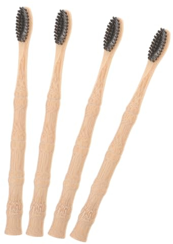 OUNONA 4stücke Bambuszahnbürsten für Haushalt und Reisen Weiche Borsten und Ergonomischer Griff für Sichere Handhabung und Gründliche Reinigung