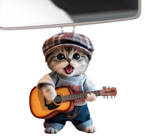 Pendentif en forme de chat pour voiture – Décoration en acrylique 2D – Accessoires de rétroviseur en forme de chat, pour rétroviseur de voiture, arbre de Noël, mur, salon, chambre à coucher