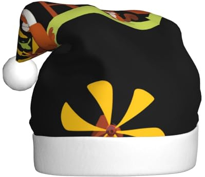 XBKGOHA Little squirrel playing with windmill Printing Christmas Hat for Adult quality accessory soft, lightweight, and fluffy