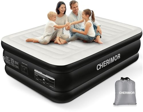CHERIMOR Queen Air Mattress with Built-in Pump, 18 Raised Stable Support | 800 lbs Support, Multi-Layer Airtight Construction, 3-Minute Quick Inflation, Comfortable Air Bed for Home Guests and Camping