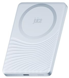 Juice Slim Wavey Power Bank, 5,000mAh Magnetic Battery Pack, Qi-Enabled 15W Max Fast MagSafe-Compatible Portable Charger, Slimline Design, for iPhone Air/17/16/15 Series - Light Blue