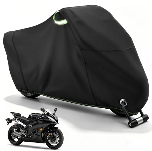 Funda Moto Impermeable 420D Oxford (225cm) - Cubierta Exterior Anti-UV y Viento, con Orificios para Candado e Tiras Reflectantes, per BMW GS, Africa Twin, Tiger (225 * 95 * 125cm)