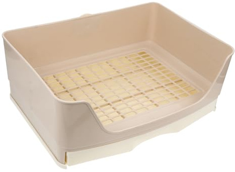 Artibetter Caja de Arena Grande para Conejos y Mascotas Pequeñas, Inodoro Cajón Extraíble Beige, Bandeja Entrenamiento para Cobayas y Chinchillas, Baño Fácil de Limpiar, sin Herramientas