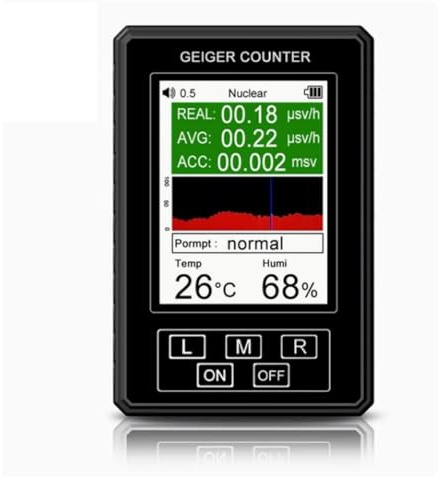 Rilevatore di radiazioni nucleari XR1 Pro con schermo a colori, contatore Geiger, dosimetro personale, rilevatore biglie, raggi X gamma(Black)