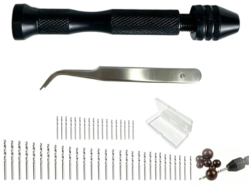 50 st precisions miniborrmaskin, handborr med 48 borrar 0,5 ~ 3,0 mm nyckellös chuck i aluminium, handborrverktyg för modellering, smycken, trä, plast, harts, borrsats med set