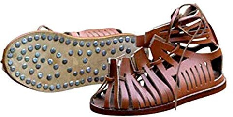 THOR INSTRUMENTS (con dispositivo) Roman Soldier Legionaire Brown Leather Men Roman Sandali Nuovi, marrone, 11.5 UK
