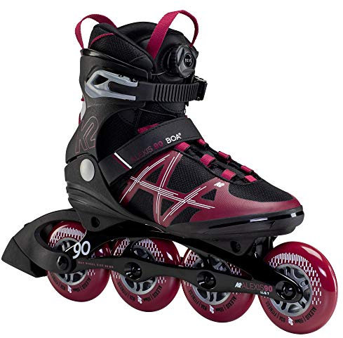 K2 Skates Damen Inline Skates Alexis 90 BOA, Black - Burgundy, 30F0193.1.1.070