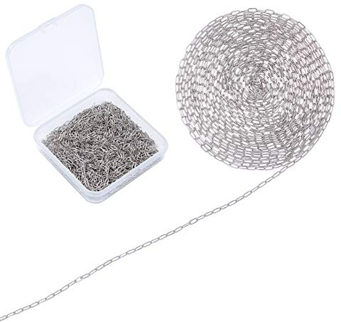 SUNNYCLUE 32 Fuß / 10 m Edelstahl Büroklammer Ketten Gliederspule Bulk Halskette Kabel Ketten Breite 4.3mm Für Frauen Schmuck Halskette Armband Anhänger Herstellung