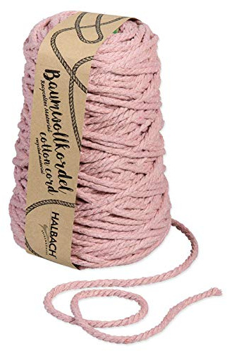Halbach recycelte Baumwollkordel, 5 mm x 80 m, Dunkelpink | Waschbares recyceltes Baumwollgarn, für Makramee und DIY-Handwerk