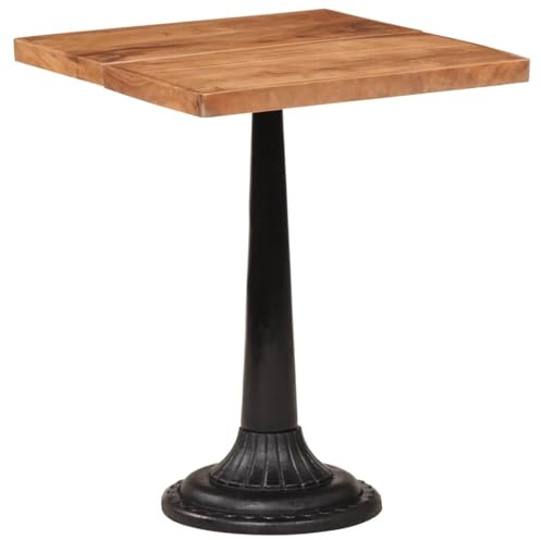 vidaXL - Solid Acacia Wood Bistro Table Brown 60x60cm with Cast Iron Base - Retro Style Square Kitchen Dining Table/Bar Counter Desk