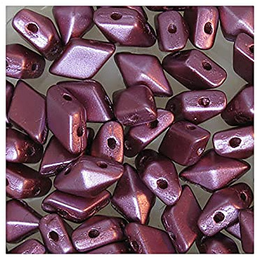50 g DIAMONDUO glass two-hole beads rhombus gemduo 5 x 8 mm, Burgundy