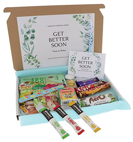 Large GET WELL SOON Pamper Treat Gift Box Hug in a Box Large Letterbox Gift Ladies Giftbox with Coffee