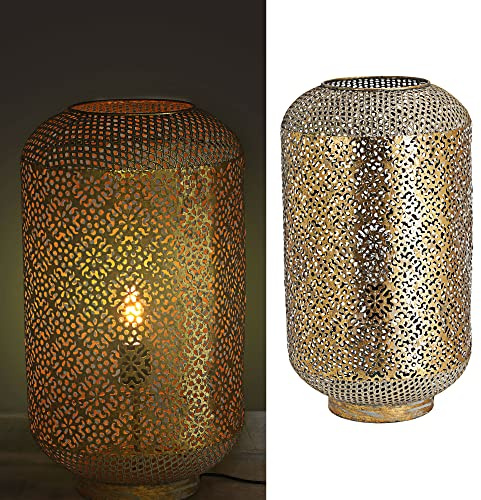 Cepewa Bodenlampe Mandala | Eisen H53cm gold/weiß | Leuchte orientalisch Stehlampe (1 x Bodenlampe 53cm)