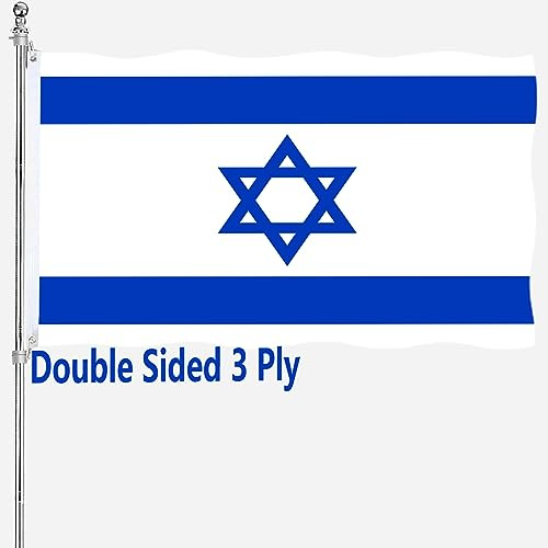 Israel-Flagge, 7,6 x 12,7 cm, doppelseitig für den Außenbereich, 3-lagig, 200D, strapazierfähiges Polyester und strapazierfähiges Segeltuch, Kopfflagge Israels