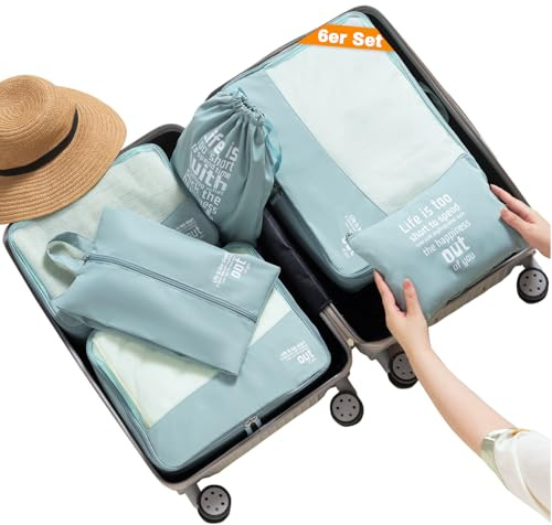 MURISE 8 Teilige/6 Teilige Packing Cubes, Kleidertaschen, Koffer Organizer für Urlaub und Reisen, Packwürfel Set Reise Würfel, Ordnungssystem für Koffer