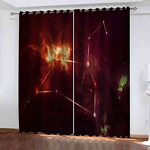 Vorhang Blickdicht Ösen Thermo Verdunkelungs Polyester Gardinen 2 Stück 3D Sternenkonstellation Dunkel Für Schlafzimmer Wohnzimmer Kinder Oder Babyzimmer 140(B)X160(H) Cm - Bedruckte Verdunkelungsvor