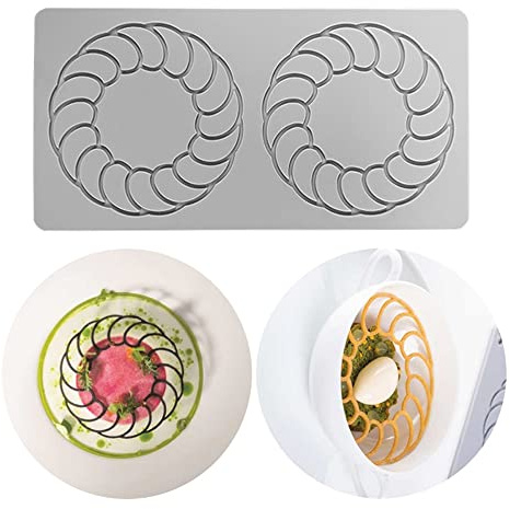 Molde de encaje de pastel, moldes de fondant de encaje de silicona, molde de impresión de artesanía de azúcar decoración de cocina Molecular de pastel comestible, 2 agujeros círculo